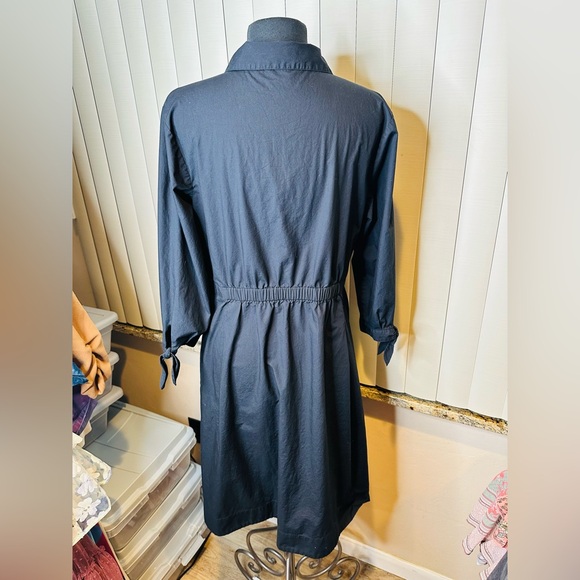 Talbots 100% Cotton Black Midi Poplin Shirtdress Size 14 - Picture 10 of 11